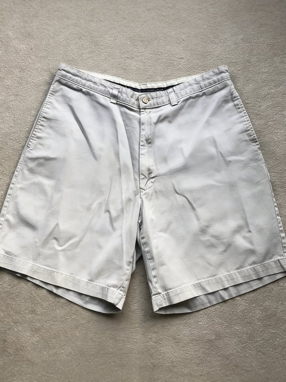 Ralph Lauren Vintage Mens Distressed 8” Cotton Chino Shorts Beige Size W34